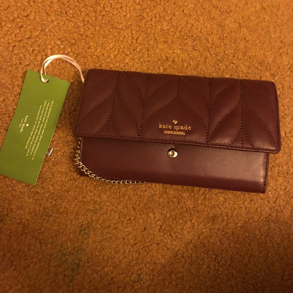Kate Spade Quilted Milou Deep Plum Leather Clutch